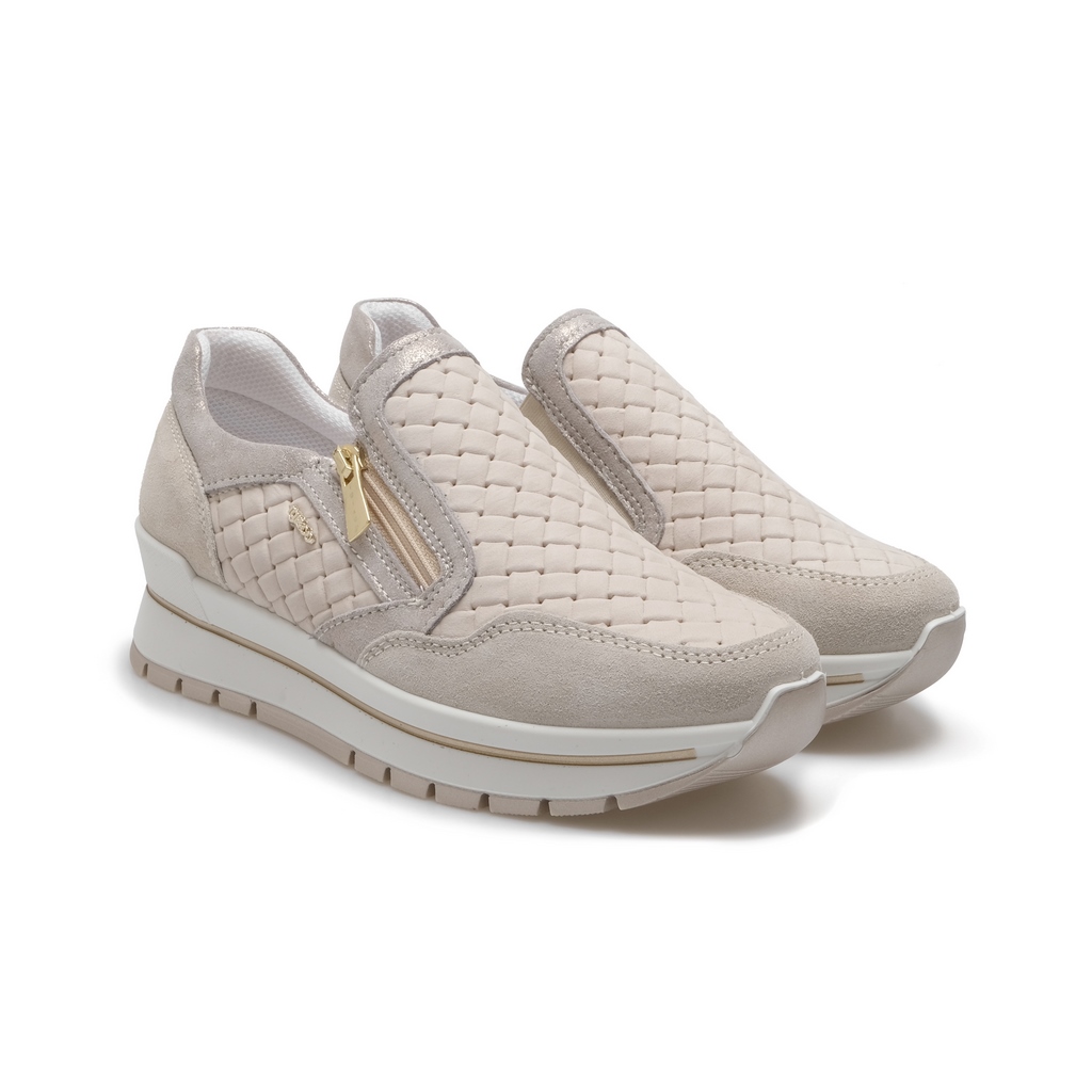 Scarpa slip on con zeppa Enval Soft da donna beige glitter | Liviana  Calzature