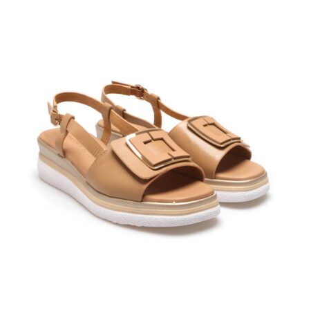 Romanelli Collezioni sandali con zeppa donna – camel – 10410-E4 Operal