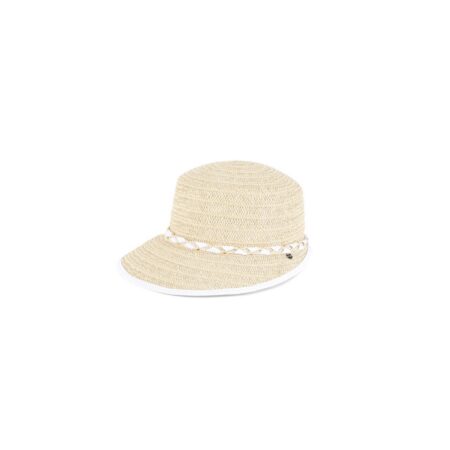 Hat You cappello donna - naturale - bianco - CEP0717 Visiera Carta Intrecciata Treccia e Nastro