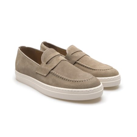 Romanelli Collezioni mocassini uomo - camoscio tortora - ELEBOB Bocca di Leone Fondo Gomma