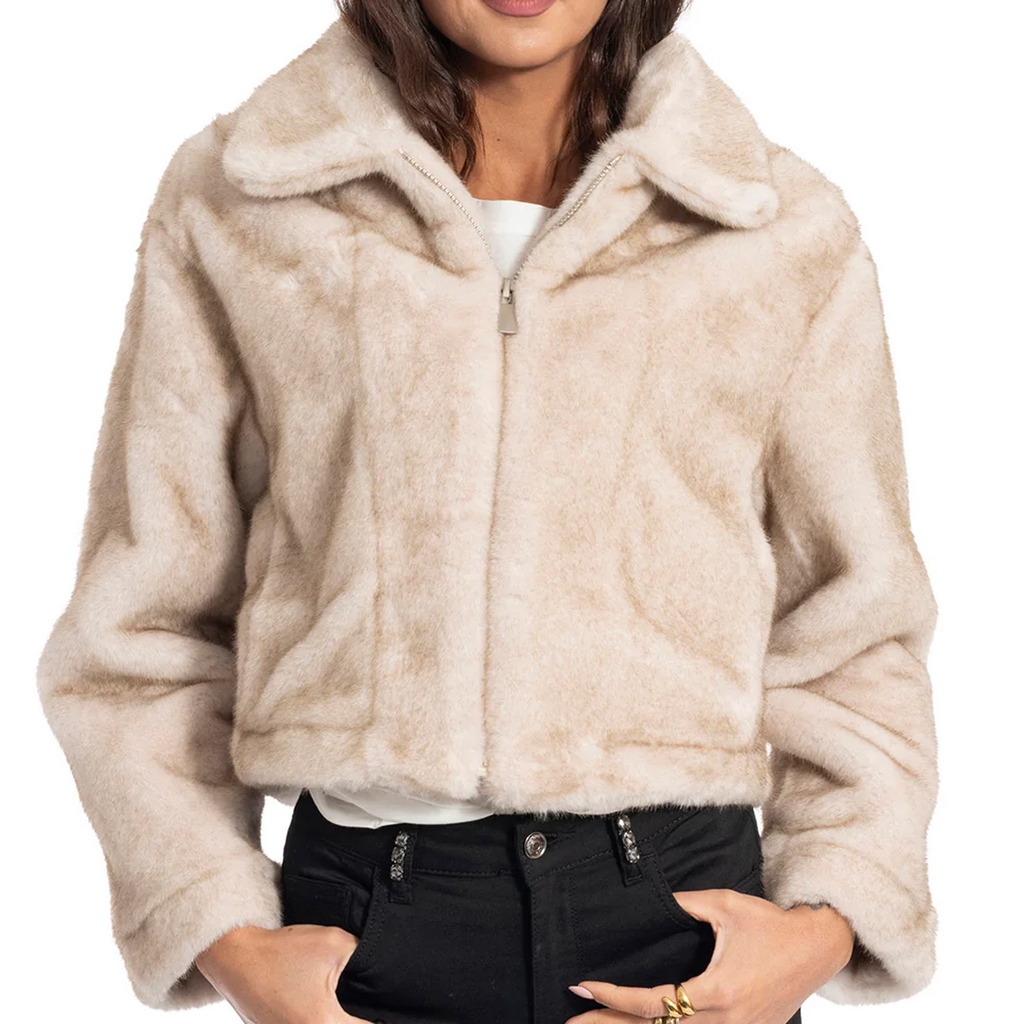 Gio Cellini cappotto ecopelliccia donna – beige – EP042