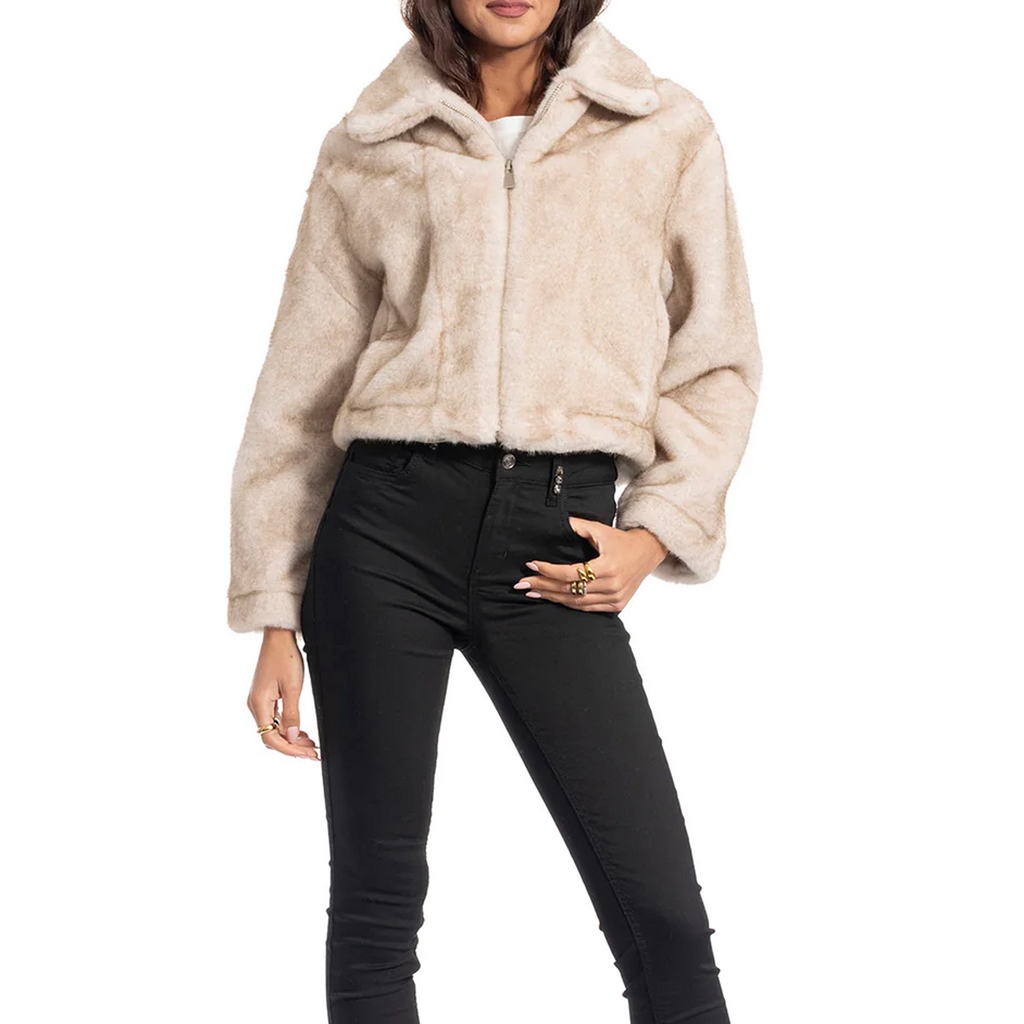 Gio Cellini cappotto ecopelliccia donna – beige – EP042 - immagine 2