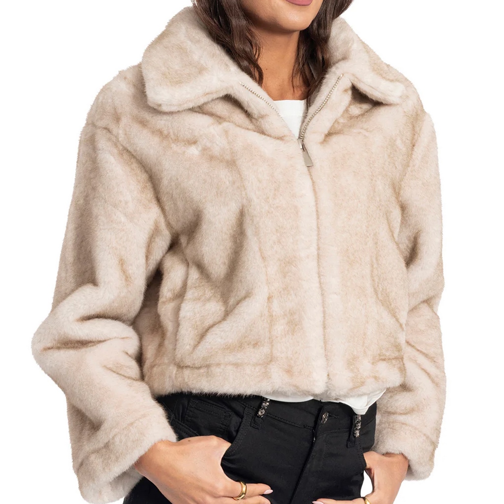 Gio Cellini cappotto ecopelliccia donna – beige – EP042 - immagine 3