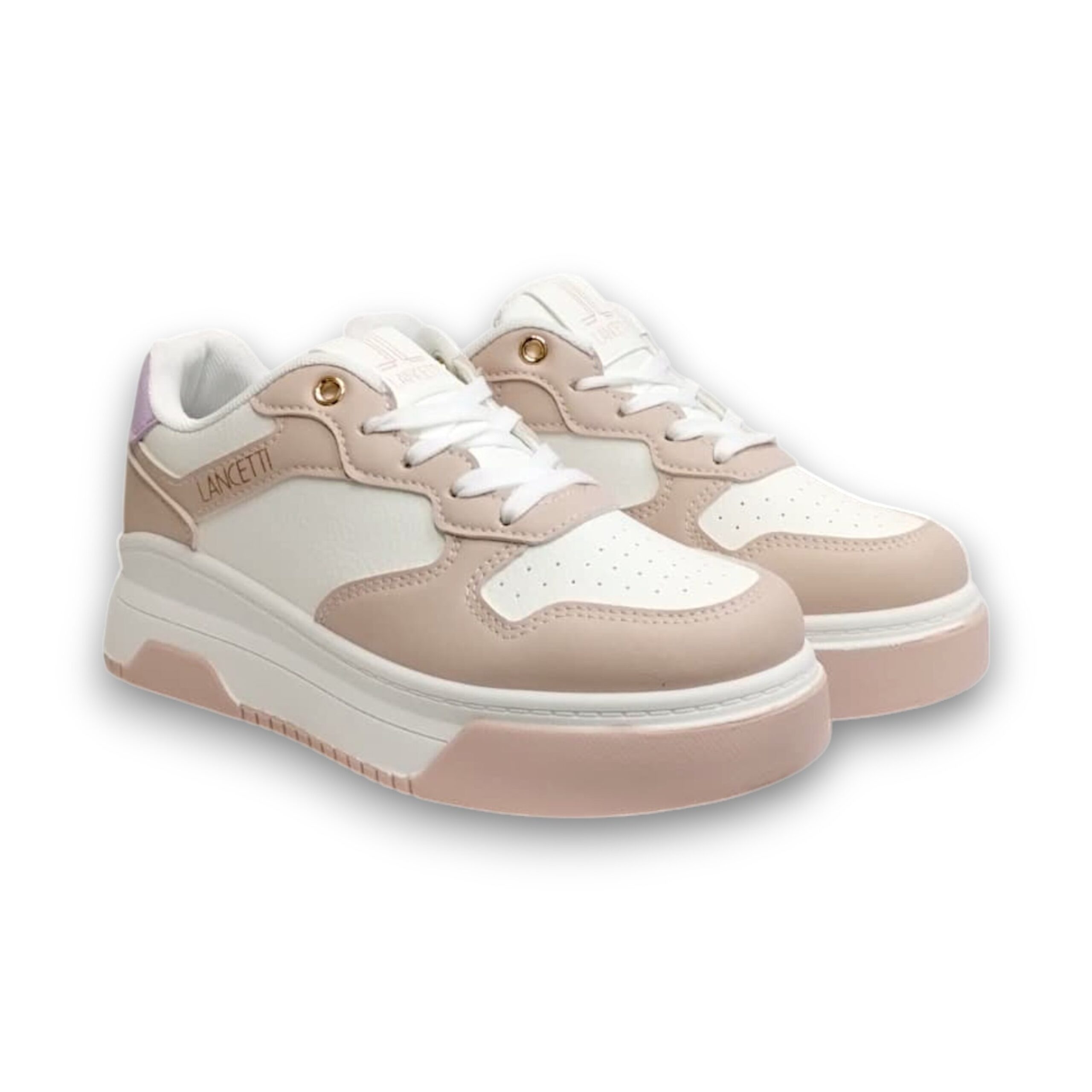 LANCETTI Sneakers donna - WHITE - PINK - CHIFFON - LNC-3076
