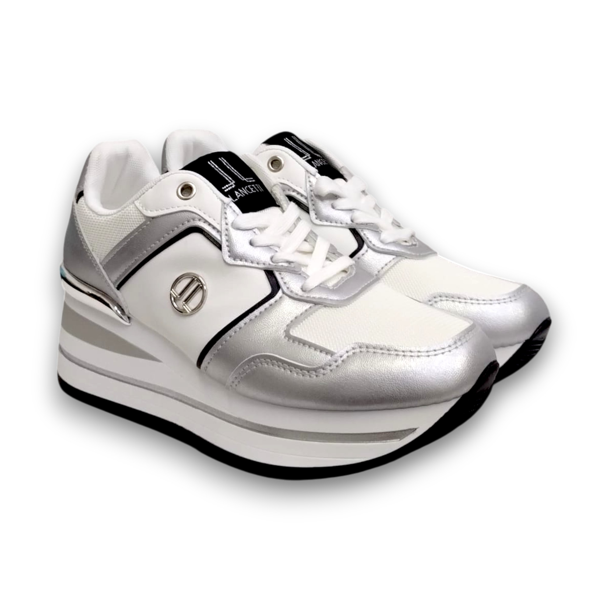LANCETTI SNEAKERS DONNA – SILVER – WHITE- BLACK – LNC-3150