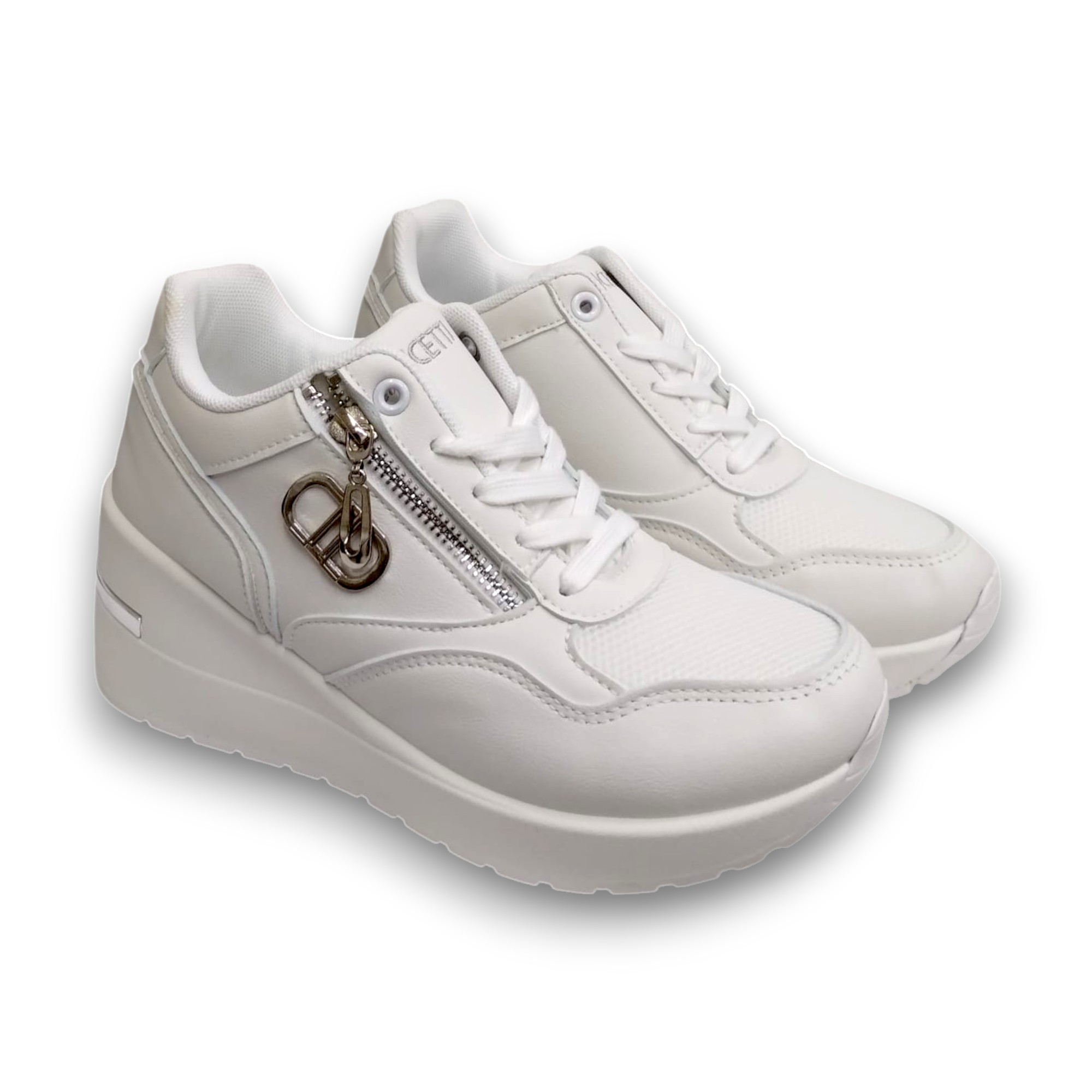 LANCETTI SNEAKERS DONNA - WHITE - SILVER - LNC-3160