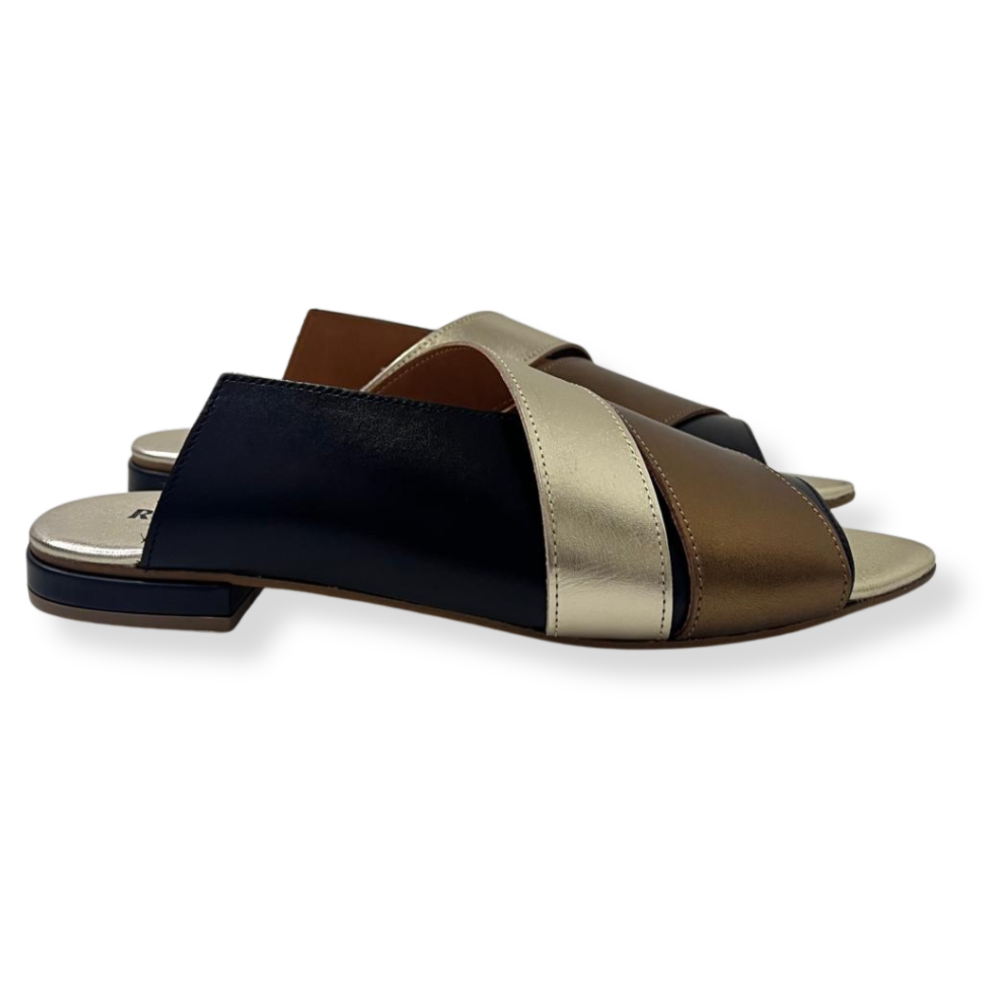 Romanelli Sandali PATTY-07 Vitello NERO/Laminato Bronzo - immagine 2