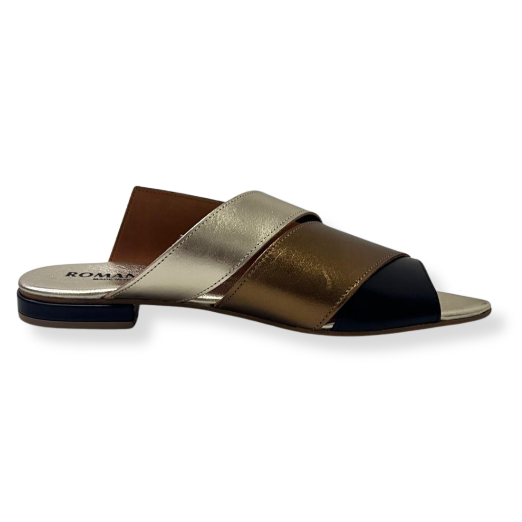 Romanelli Sandali PATTY-07 Vitello NERO/Laminato Bronzo - immagine 4