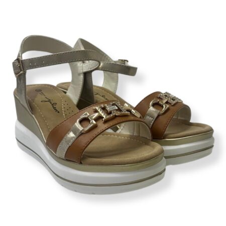 Julien sandali donna E800 Vitello CUOIO/Satin Beige