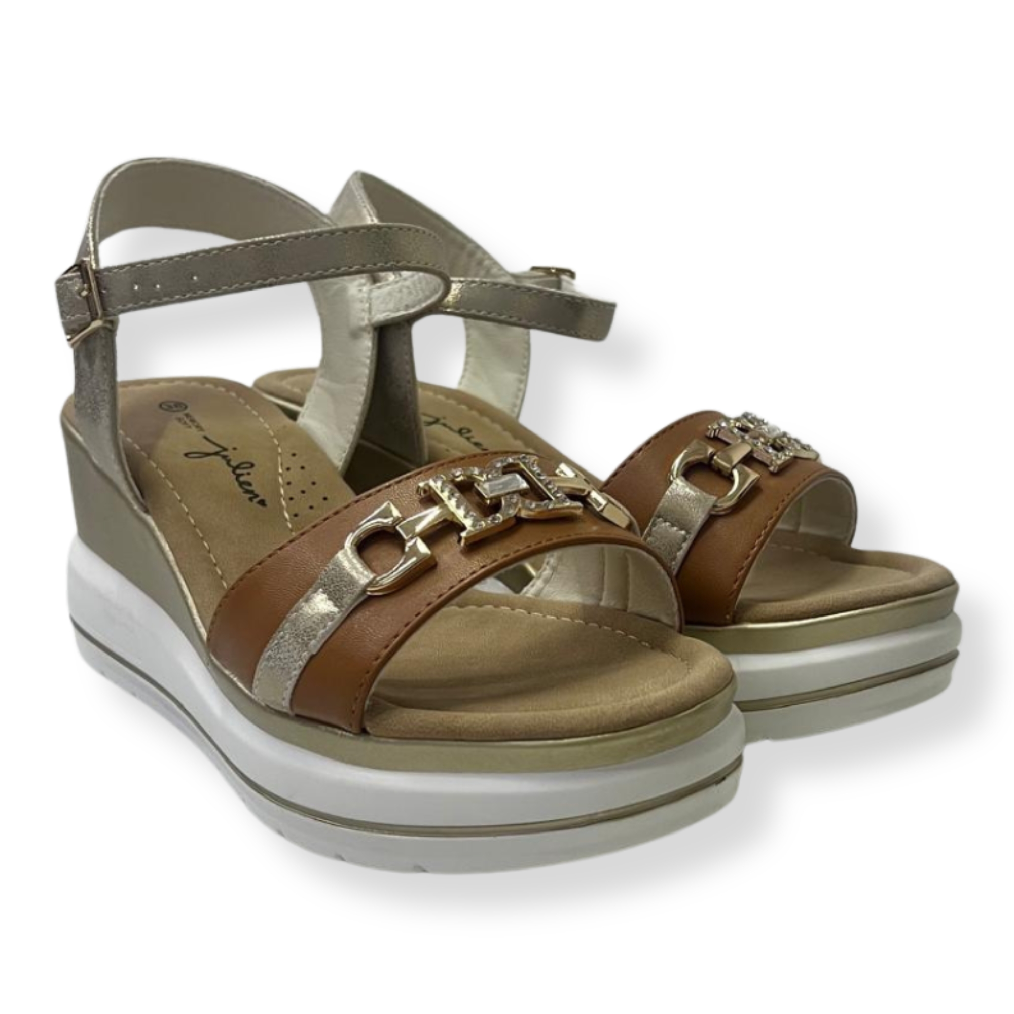 Julien sandali donna E800 Vitello CUOIO/Satin Beige